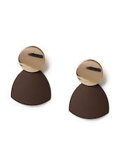 Aela Matte Mini Drop Brown Earrings - Image 1 of 2