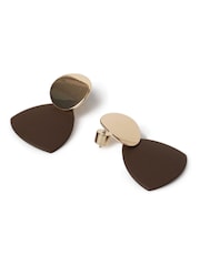 Aela Matte Mini Drop Brown Earrings - Image 2 of 2