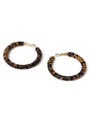 Aela Leopard Wrapped Hoop Brown Earrings - Image 2 of 3