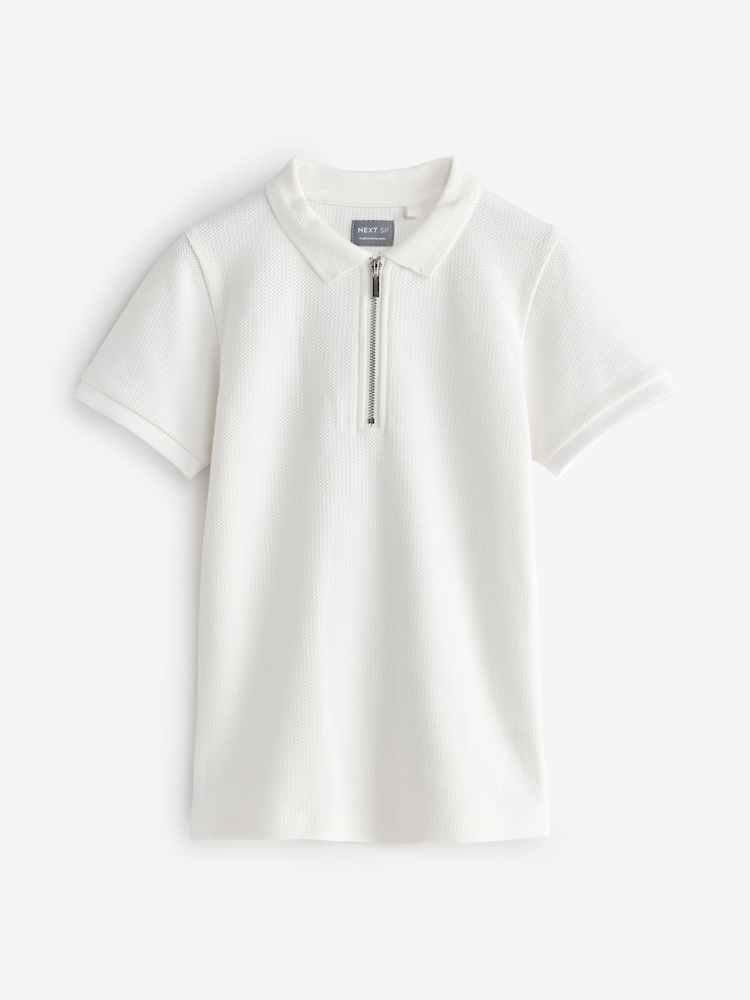 White Textile Polo Shirt - Image 1 of 1