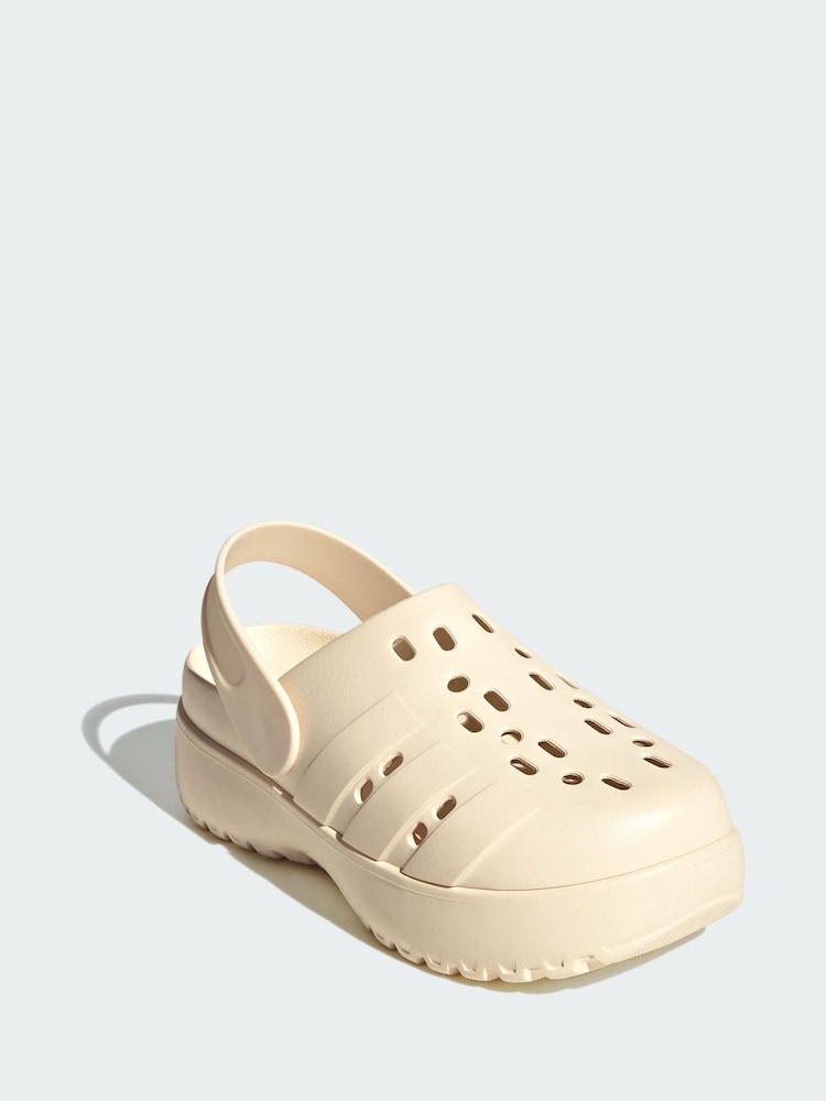 adidas White Adilette Platform Sandals - Image 1 of 4