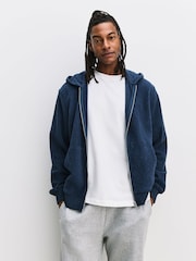 Navy Blue Fleece Zip Through Hoodie - Image 3 of 9