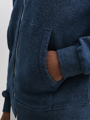 Navy Blue Fleece Zip Through Hoodie - Image 4 of 9