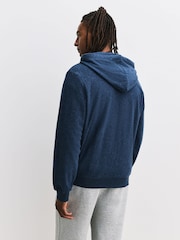 Navy Blue Fleece Zip Through Hoodie - Image 5 of 9