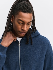 Navy Blue Fleece Zip Through Hoodie - Image 6 of 9