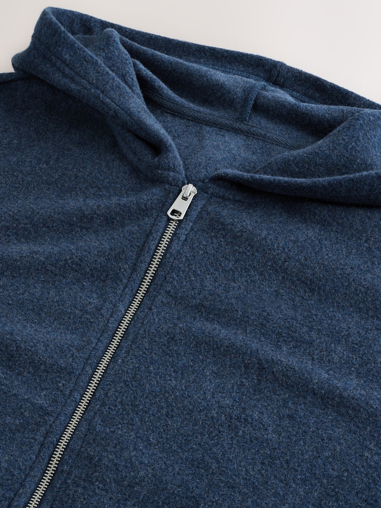 Navy Blue Fleece Zip Through Hoodie - Image 9 of 9