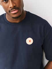 Navy Blue Printed Short Sleeve Jersey Pyjamas Set - Image 5 of 12