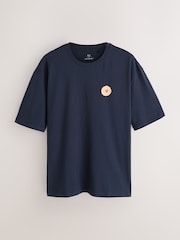 Navy Blue Printed Short Sleeve Jersey Pyjamas Set - Image 8 of 12