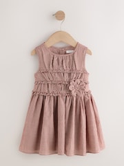 Chocolate Brown Gingham Corsage Dress (3mths-8yrs) - Image 4 of 7