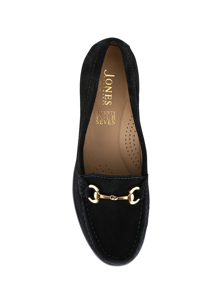 Jones Bootmaker Black chrome Wide Fit Lex Suede Leather Loafers - Image 5 of 5