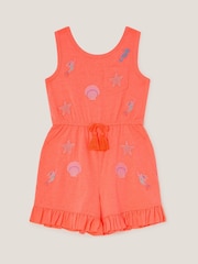 Monsoon Orange Sea Life Embroidered Jersey Playsuit - Image 1 of 3