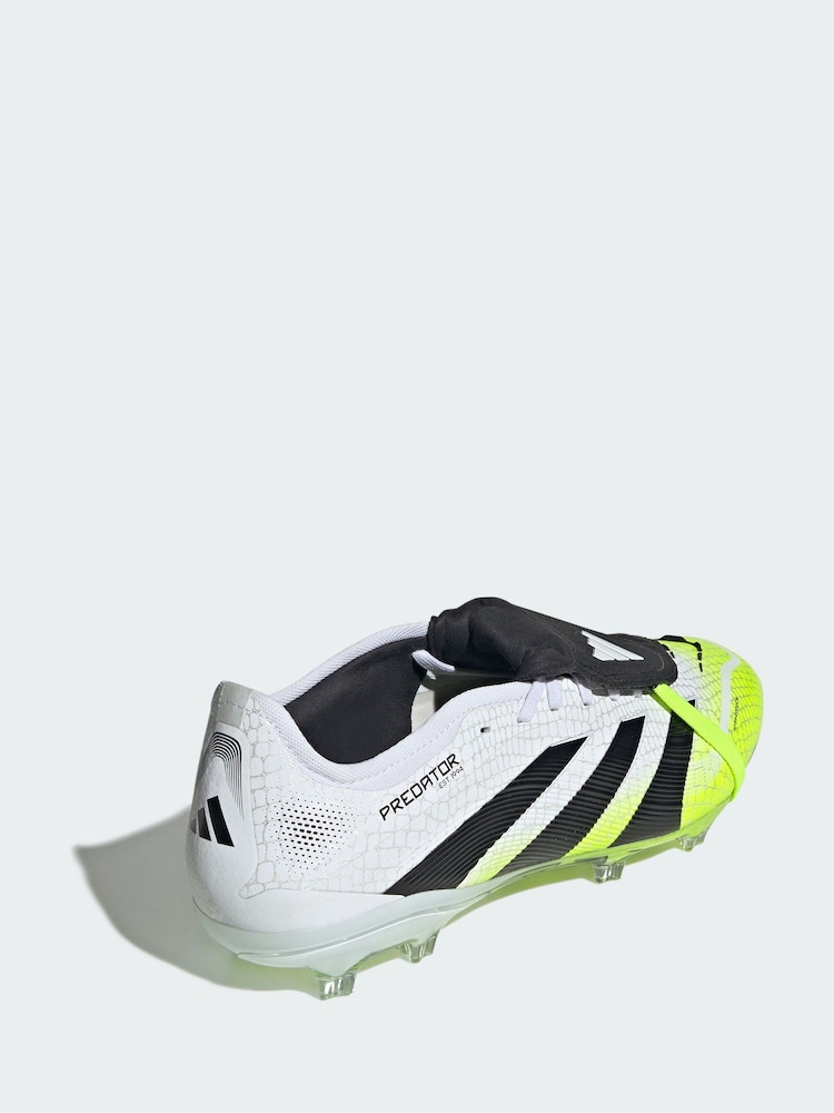 adidas White Predator Pro Fold-Over Tongue Firm Ground Boots - Image 2 of 4