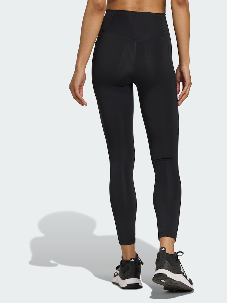 adidas Black Optime Essentials No Front Rise Seam 7/8 Leggings - Image 2 of 5 adidas Black Optime Essentials No Front Rise Seam 7/8 Leggings - Image 2 of 5