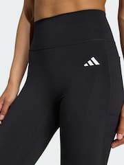 adidas Black Optime Essentials No Front Rise Seam 7/8 Leggings - Image 3 of 5
