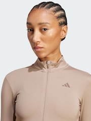 adidas Brown Hyperglam Rib Zip Thru Cover-Up - Image 3 of 5