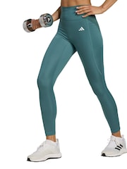 adidas Green Optime Essentials No Front Rise Seam 7/8 Leggings - Image 1 of 5