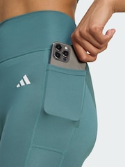 adidas Green Optime Essentials No Front Rise Seam 7/8 Leggings - Image 3 of 5