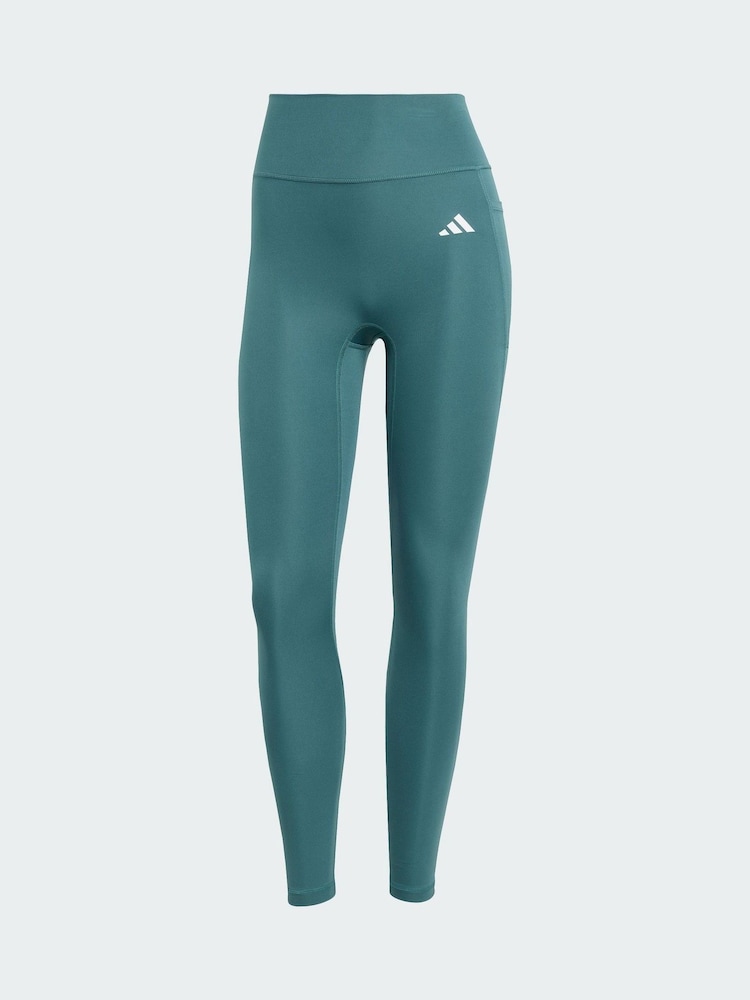 adidas Green Optime Essentials No Front Rise Seam 7/8 Leggings - Image 5 of 5