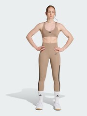 adidas Brown Optime 3-Stripes Full Length Leggings - Image 1 of 5