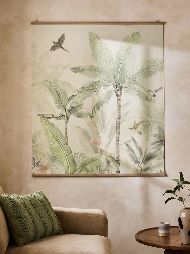 Neutral Extra Large Palm Print Fabric Wall Hanging - Image 1 of 6