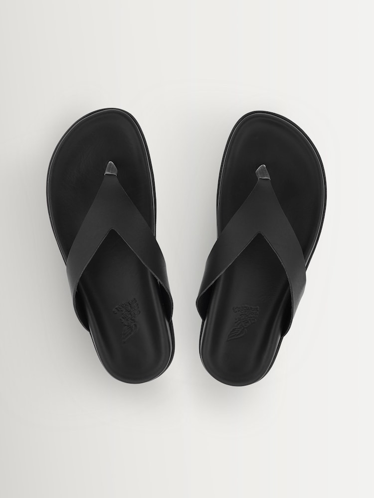 Ancient Greek Sandals Black Charys Footbed Leather Black Open Sandals - Image 4 of 4