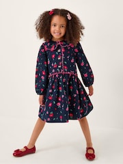 Monsoon Blue Floral Print Corduroy Dress - Image 1 of 4