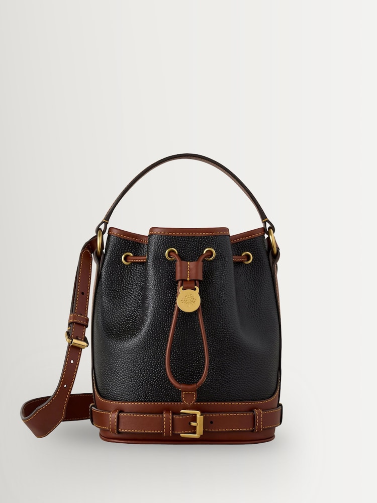 Mulberry Black-Cognac Small Scotchgrain Bucket Bag - Image 1 of 5