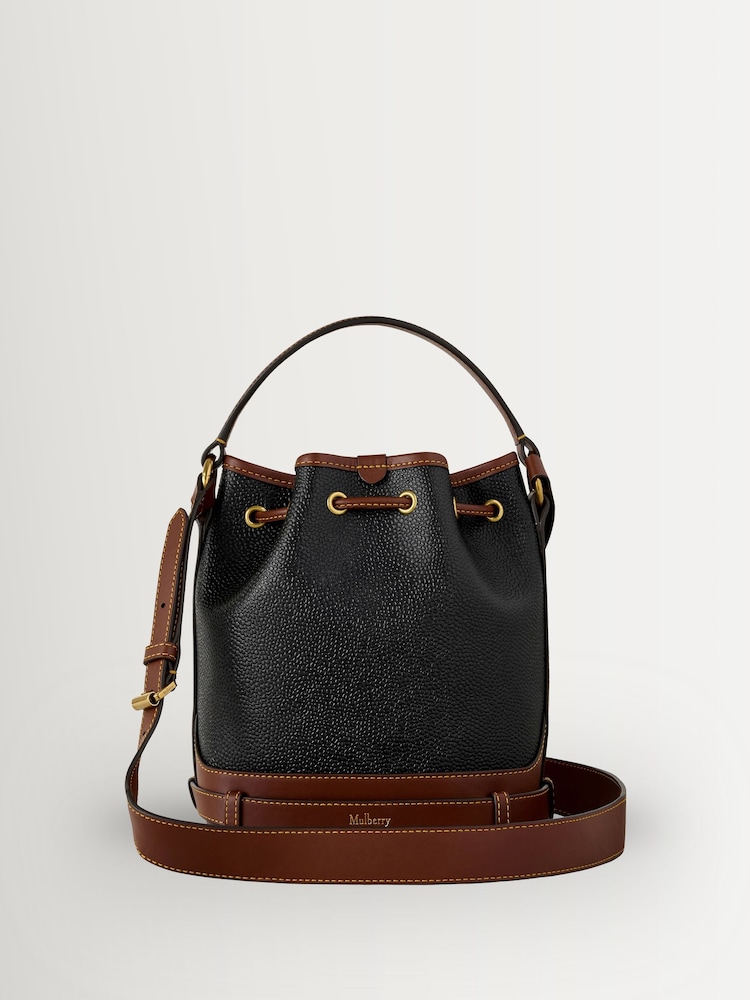 Mulberry Black-Cognac Small Scotchgrain Bucket Bag - Image 2 of 5