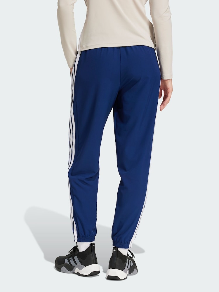 adidas Blue Train Essentials 3 Stripes Woven Joggers - Image 2 of 5