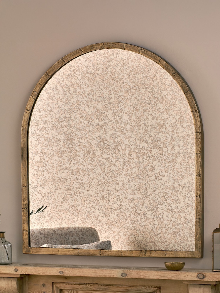 Nkuku Antique Brass Murwara Antique Glass Arched Mirror - Image 1 of 5 Nkuku Antique Brass Murwara Antique Glass Arched Mirror - Image 1 of 5