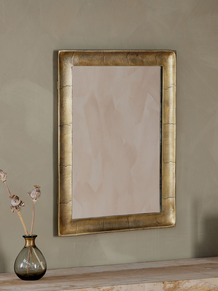 Nkuku Brass Yadur Rectangular Mirror - Image 1 of 2 Nkuku Brass Yadur Rectangular Mirror - Image 1 of 2