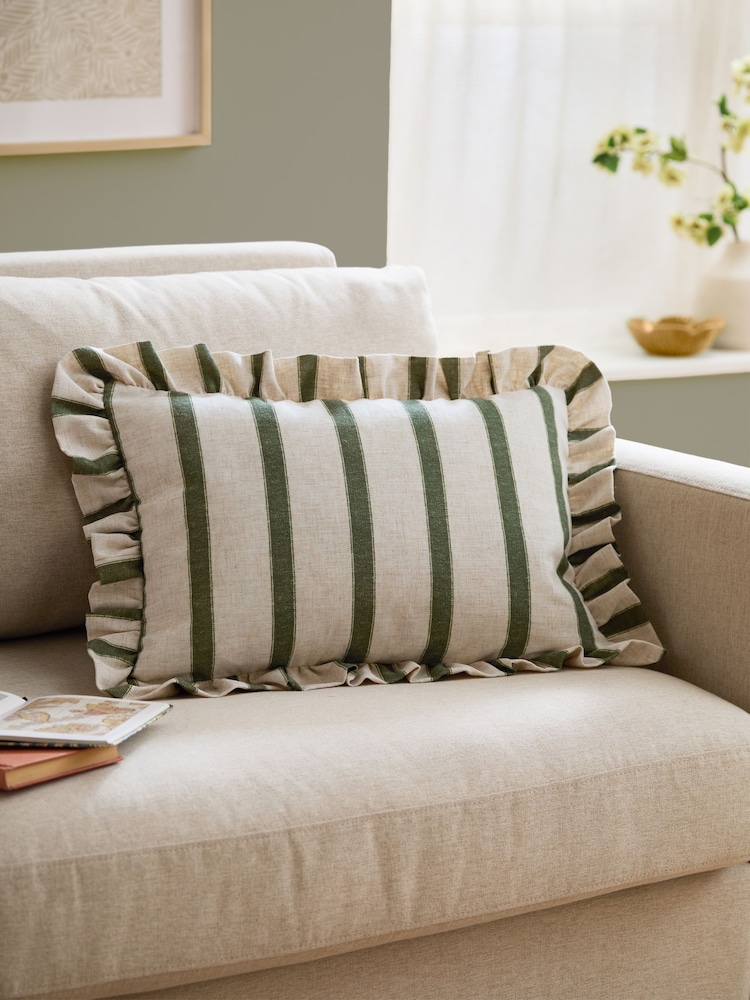 Wylder Moss Connie Stripe Ruffle Filled Cushion - Image 1 of 5 Wylder Moss Connie Stripe Ruffle Filled Cushion - Image 1 of 5