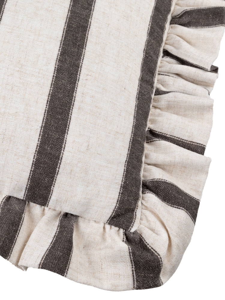 Wylder Chocolate Connie Stripe Ruffle Filled Cushion - Image 5 of 5 Wylder Chocolate Connie Stripe Ruffle Filled Cushion - Image 5 of 5