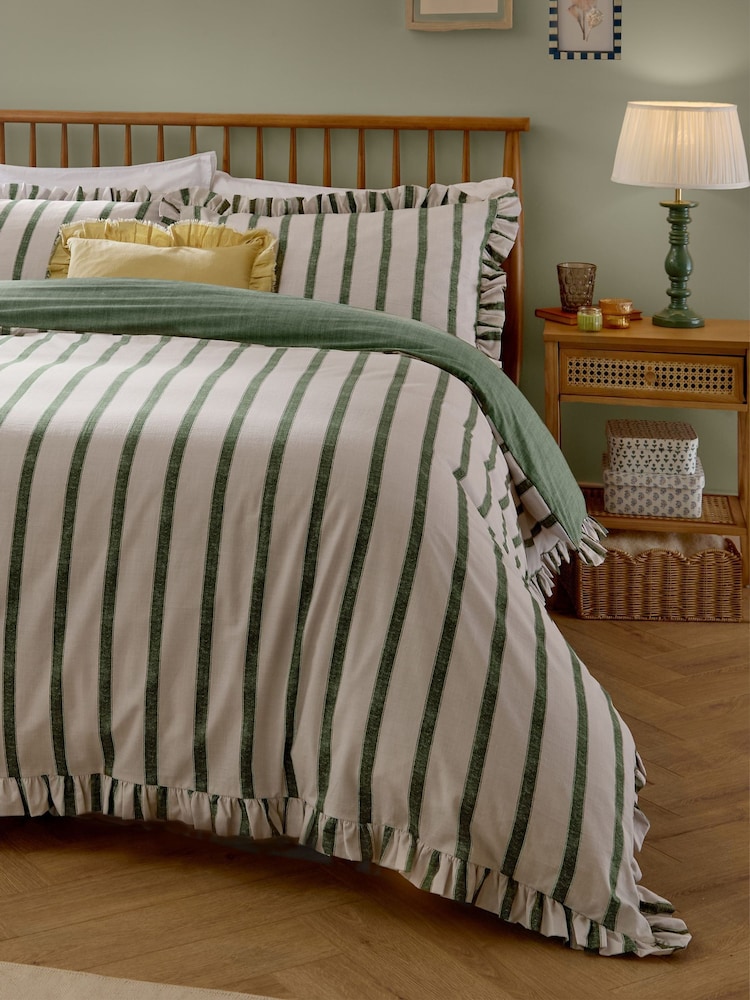 Wylder Moss Connie Stripe Ruffle Duvet Cover & Pillowcase Set - Image 3 of 3 Wylder Moss Connie Stripe Ruffle Duvet Cover & Pillowcase Set - Image 3 of 3