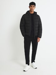 River Island Black Hooded Puffer Jacket - Image 1 of 4