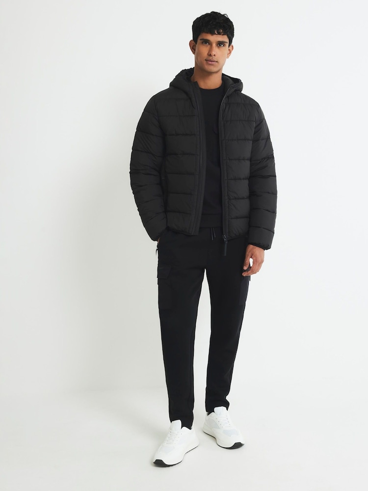 River Island Black Hooded Puffer Jacket - Image 1 of 4