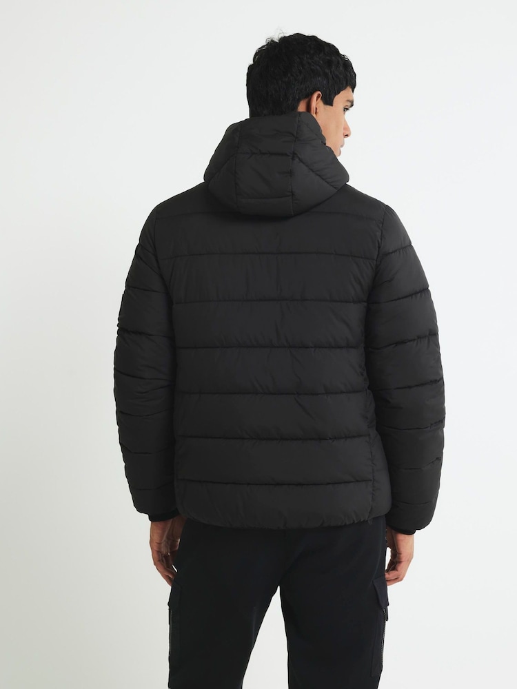 River Island Black Hooded Puffer Jacket - Image 2 of 4