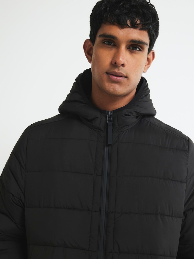 River Island Black Hooded Puffer Jacket - Image 4 of 4