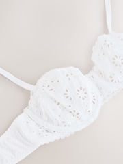 White Broderie Non-Pad Balcony Bra - Image 7 of 8