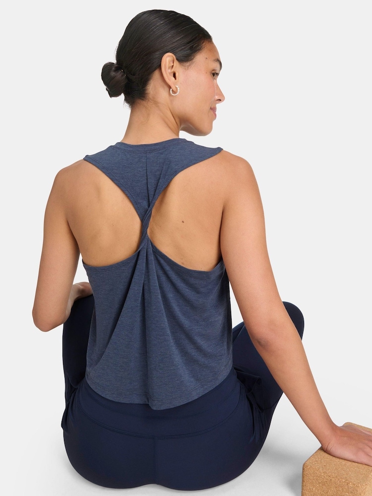 Sweaty Betty Blue Soft Flow Studio Twist Back Tank Top - Image 1 of 7