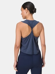 Sweaty Betty Blue Soft Flow Studio Twist Back Tank Top - Image 3 of 7