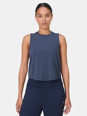Sweaty Betty Blue Soft Flow Studio Twist Back Tank Top - Image 4 of 7