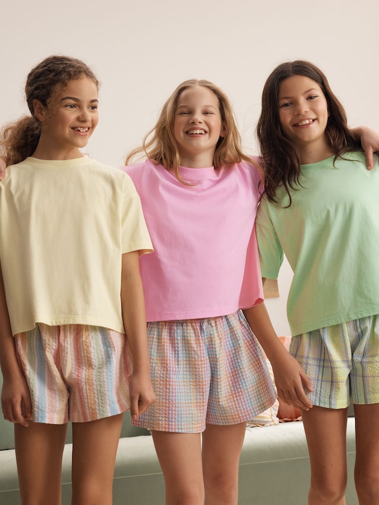Pink/Green Short Pyjamas 3 Pack (3-16yrs) - Image 2 of 8