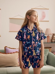 أزرق داكن كلب - Short Button Through Pyjamas (3-16yrs) - Image 2 of 4
