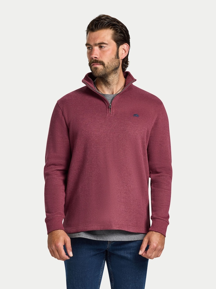 Raging Bull Red Classic French Rib Quarter Zip Sweatshirt - Image 1 of 4 Raging Bull Red Classic French Rib Quarter Zip Sweatshirt - Image 1 of 4