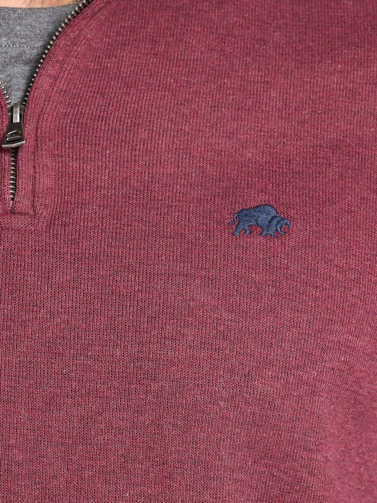 Raging Bull Red Classic French Rib Quarter Zip Sweatshirt - صورة 4 من 4