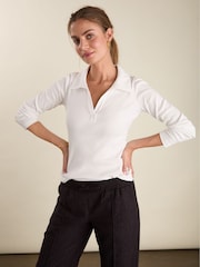 Baukjen Fern Cotton Collar White Top - Image 1 of 6