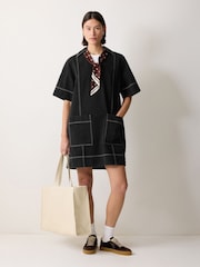 Jigsaw Black Denim Contrast Stitched Dress - Image 1 of 4