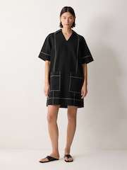 Jigsaw Black Denim Contrast Stitched Dress - Image 2 of 4