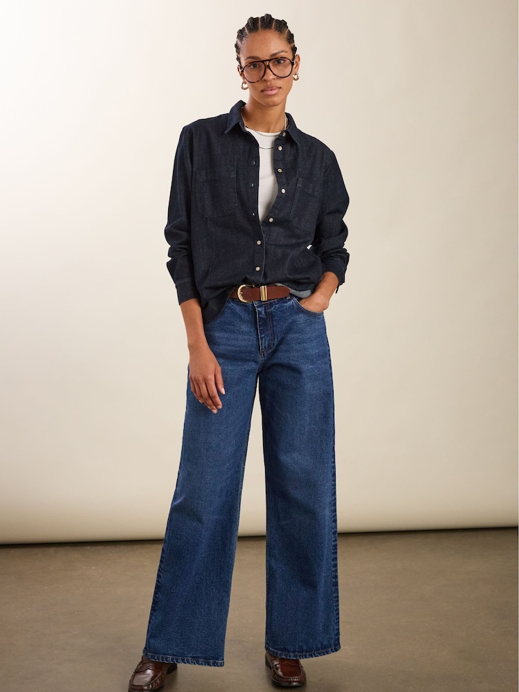 Baukjen Blue Stretch Cotton Wide Leg Slouch Jeans - Image 1 of 5 Baukjen Blue Stretch Cotton Wide Leg Slouch Jeans - Image 1 of 5